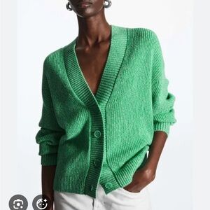 COS green cardigan sweater